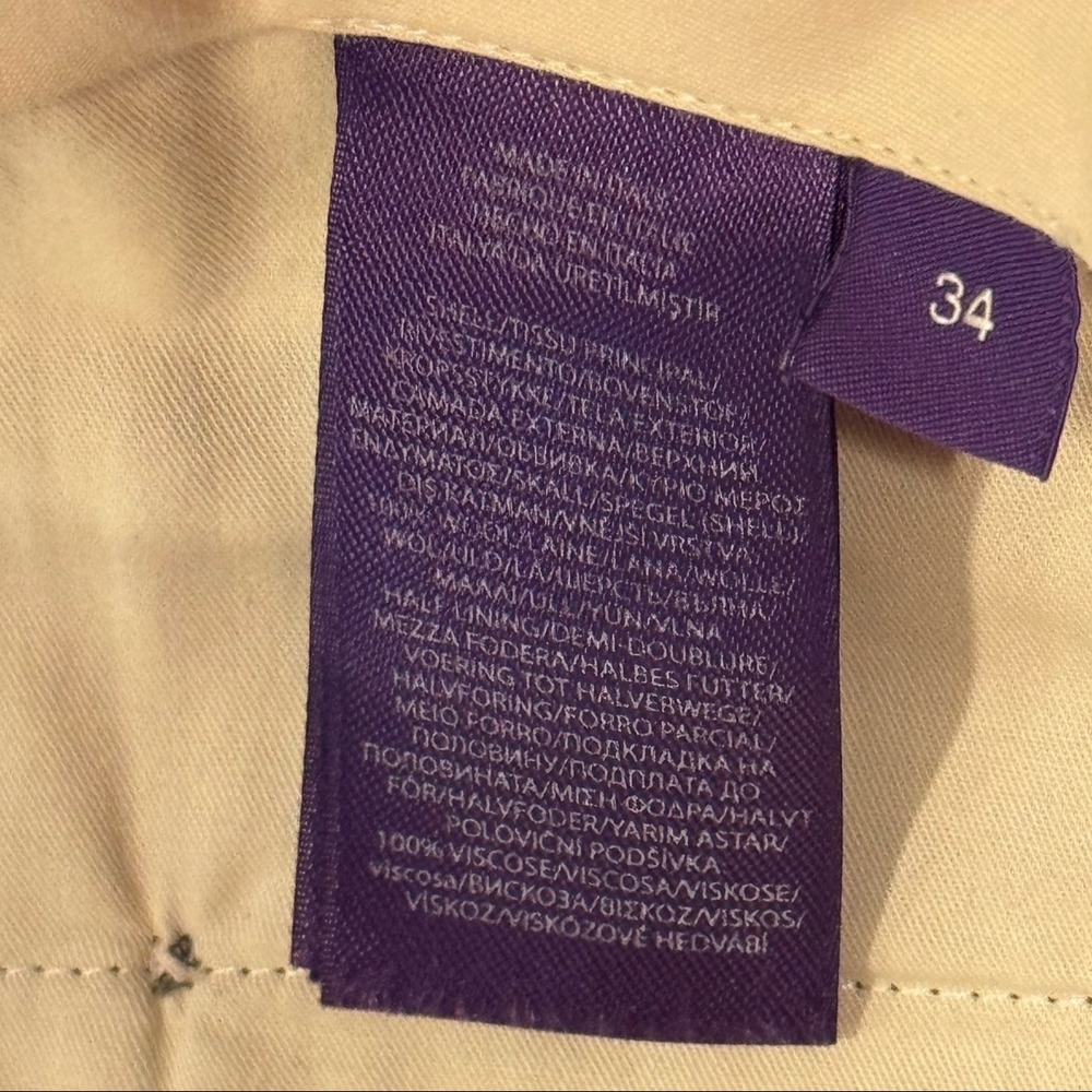 Polo Ralph Lauren Gray Purple Label Italy Straight Wool Trousers Pants Men 34x32 - Picture 7 of 12